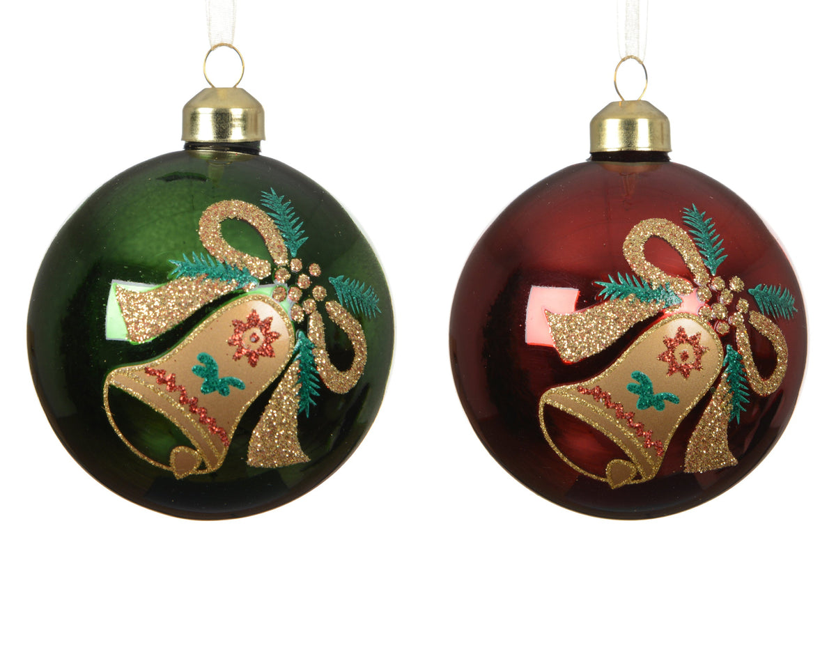 kerstballen glas silver inside with bell 2col ass assortie d.8cm