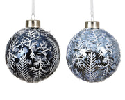 kerstballen glas shiny with branch 2col ass assortie d.8cm