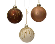 kerstballen glas matt with glitter lines, dots 3col ass assortie d.8cm