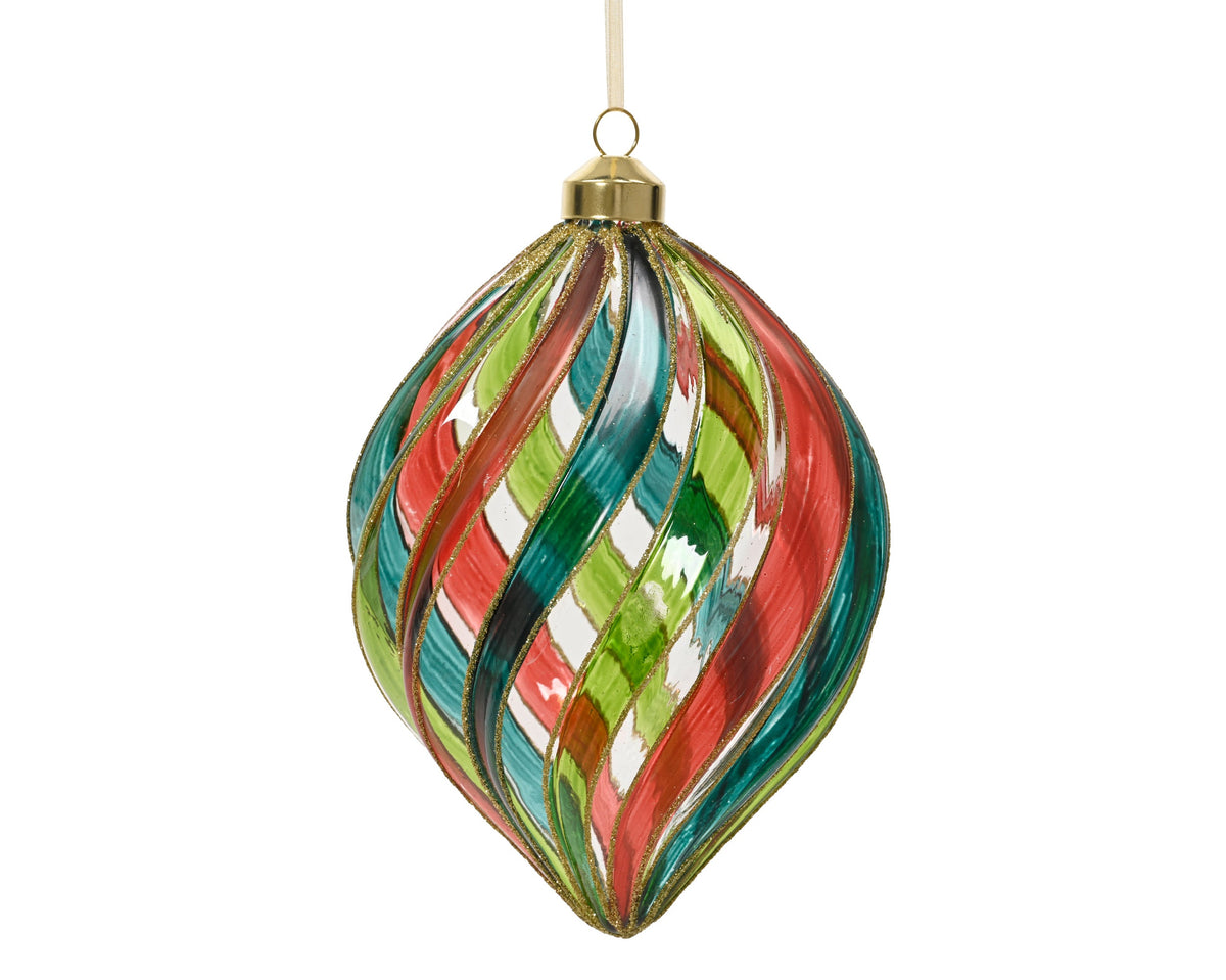 olijf glas with gold glitter swirls transparant/kleur(en) d.12cm x h.17cm