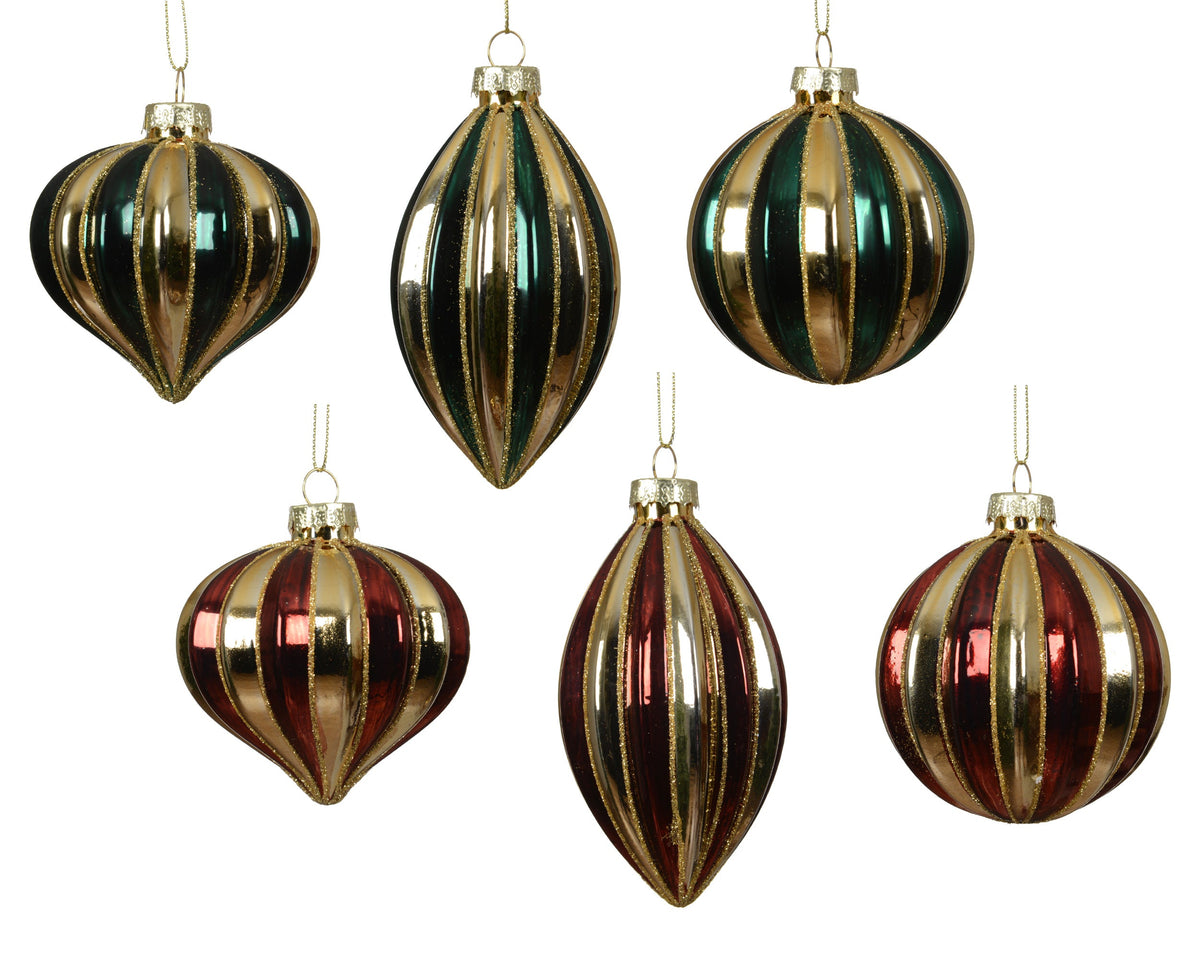 kerstballen glas shiny - matt 6ass assortie d.8cm