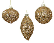 kerstballen glas with gold spangles 3ass goud d.8cm