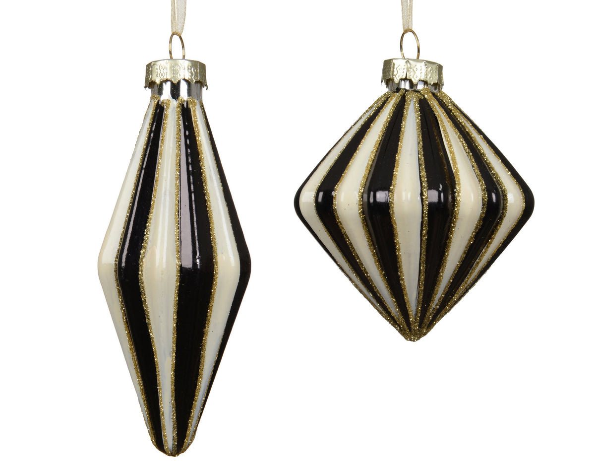 olijf glas with stripes 2ass wolwit/kleur(en) d.8.5cm x h.7.2cm