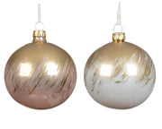 kerstbal glas enamel top gold 2col ass assortie d.8cm