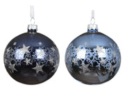 kerstbal glas shiny star border 2col ass assortie d.8cm