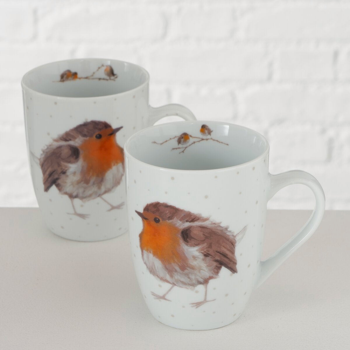 mok robin, 2 ass., 330 ml, vaatwasmachinebestendig, motief, veelkleurig, rd, brn, wt