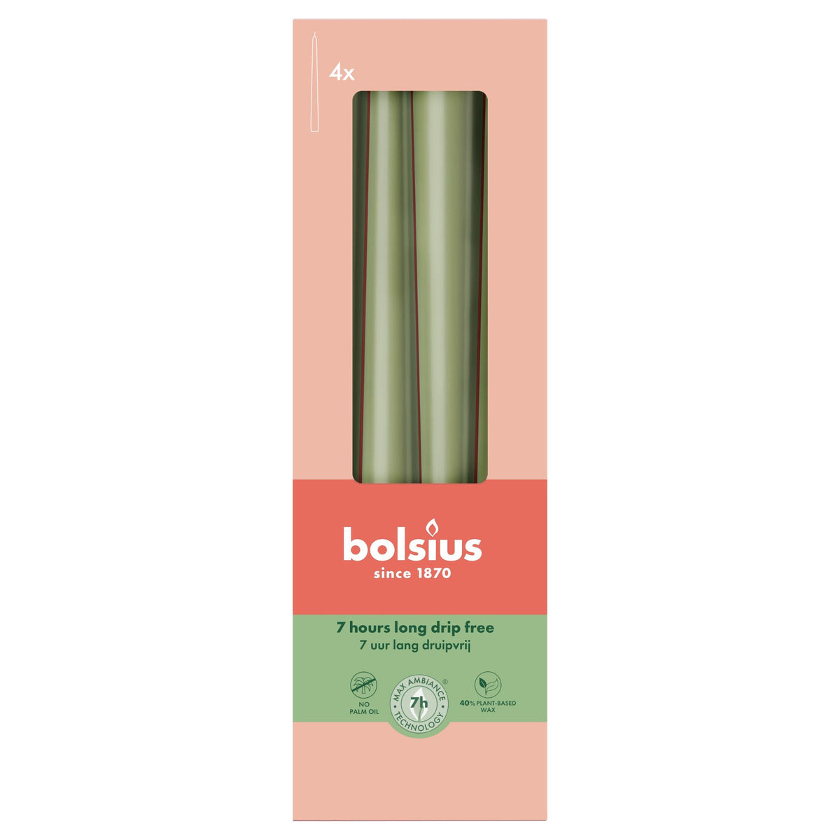gotische kaarsen 245/24 doos 4 fresh olive