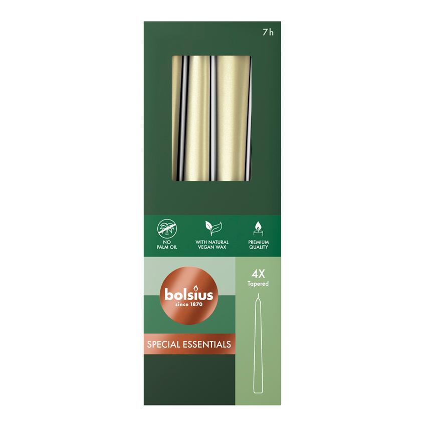 gotische kaarsen 245/24 doos 4 metallic white silver
