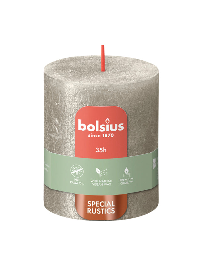 rustiek stompkaars 80/68 shimmer champagne
