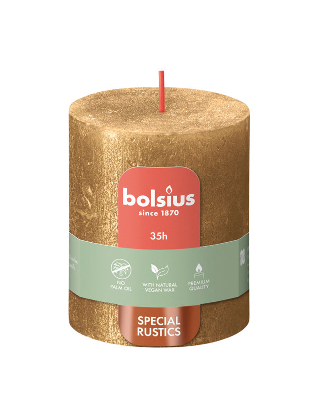 rustiek stompkaars 80/68 shimmer goud