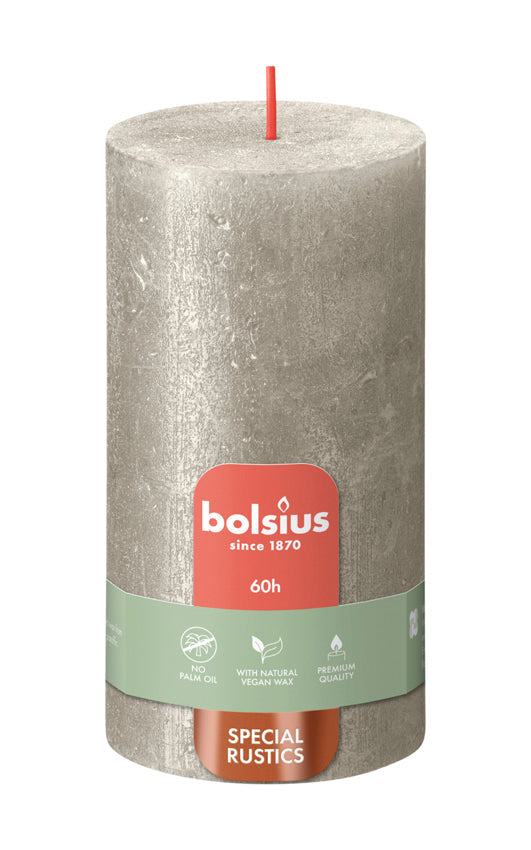 rustiek stompkaars 130/68 shimmer champagne