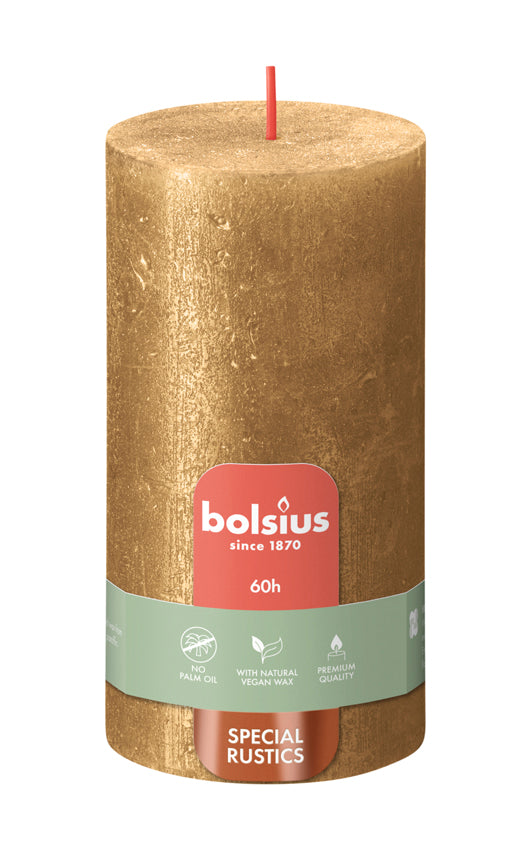 rustiek stompkaars 130/68 shimmer goud
