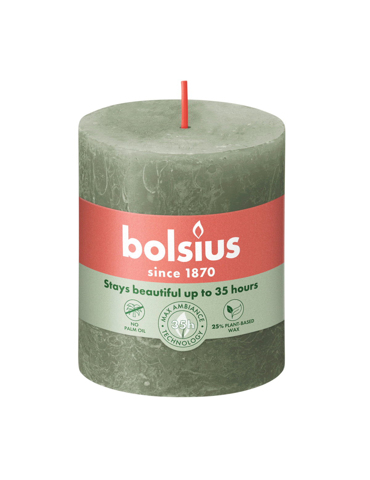 rustiek stompkaars 80/68 fresh olive