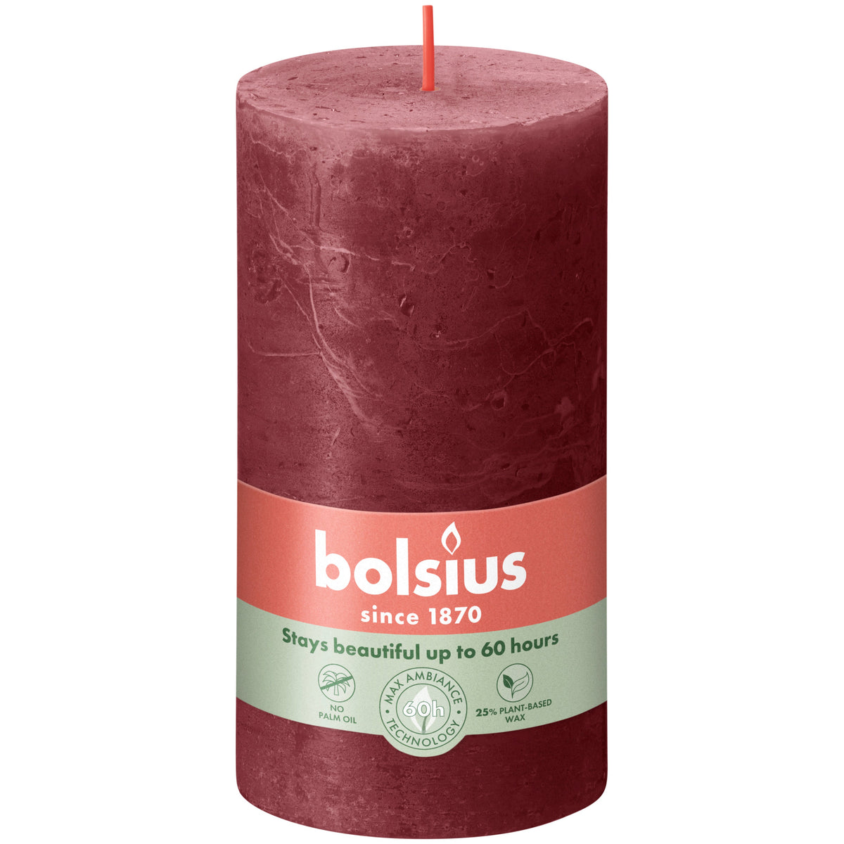 rustiek stompkaars 130/68 velvet red
