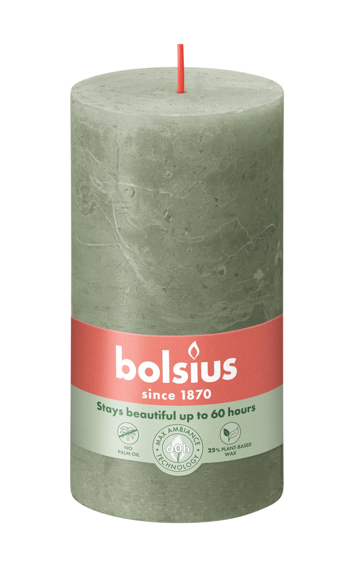rustiek stompkaars 130/68 fresh olive