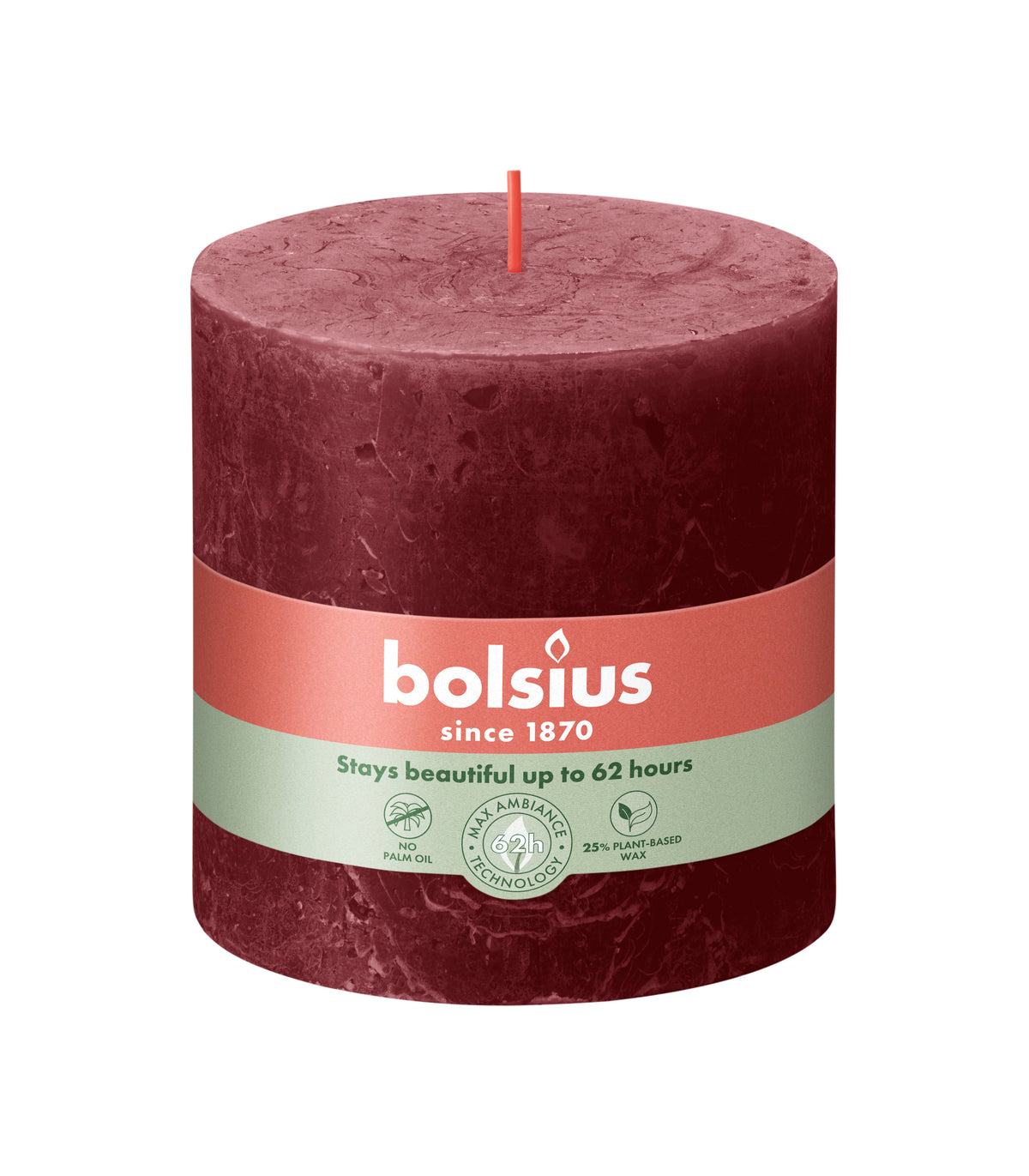 rustiek stompkaars 100/100 velvet red