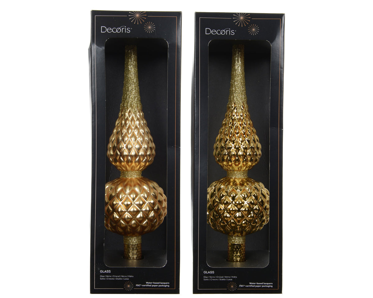 piek glas matt with glitter on top and edge 2ass licht goud d.8.7cm x h.30.5cm