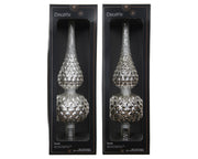 piek glas matt with glitter on top and edge 2ass zilver d.8.7cm x h.30.5cm