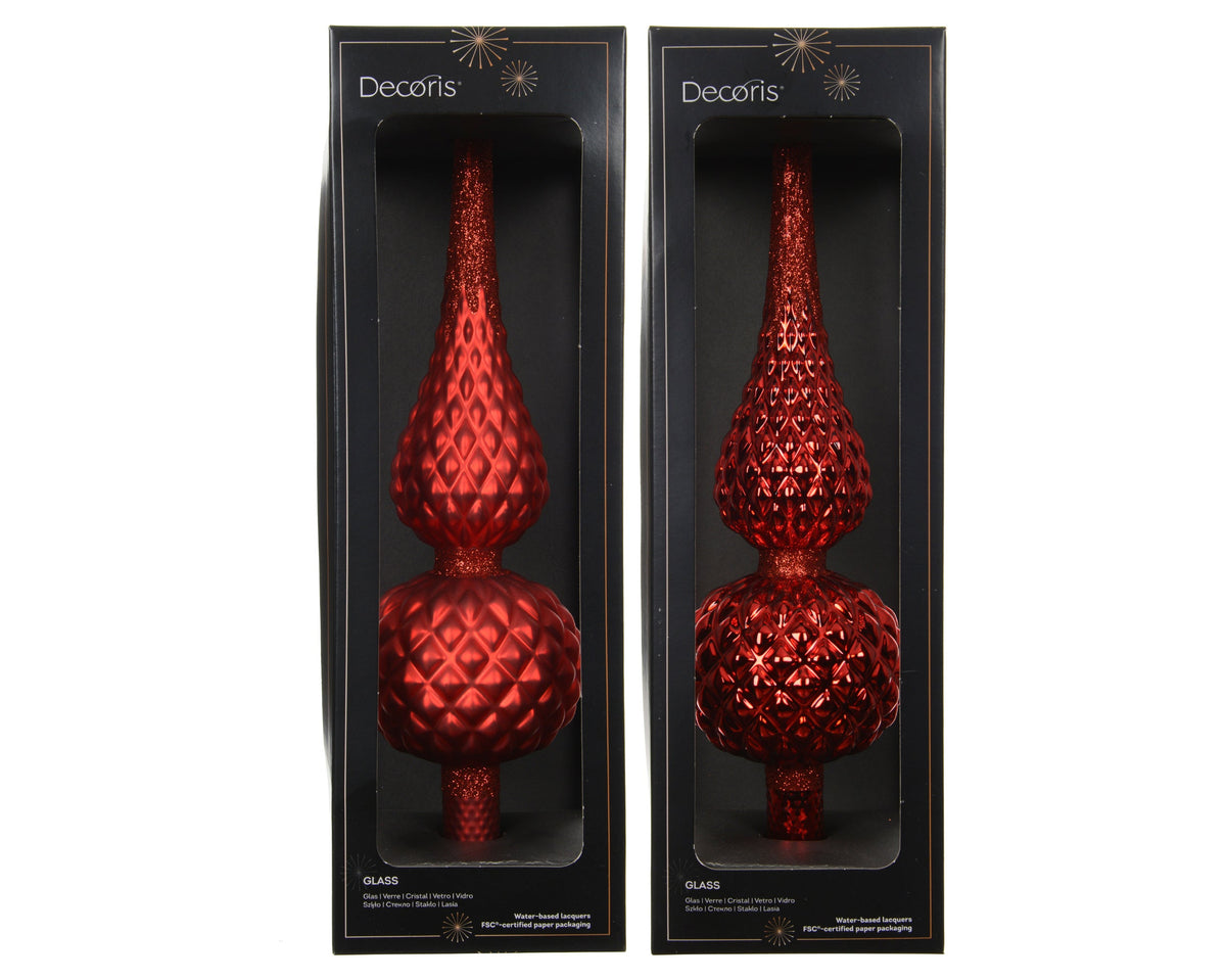 piek glas matt with glitter on top and edge 2ass kerstrood d.8.7cm x h.30.5cm