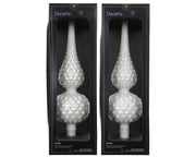 piek glas matt with glitter on top and edge 2ass winterwit d.8.7cm x h.30.5cm