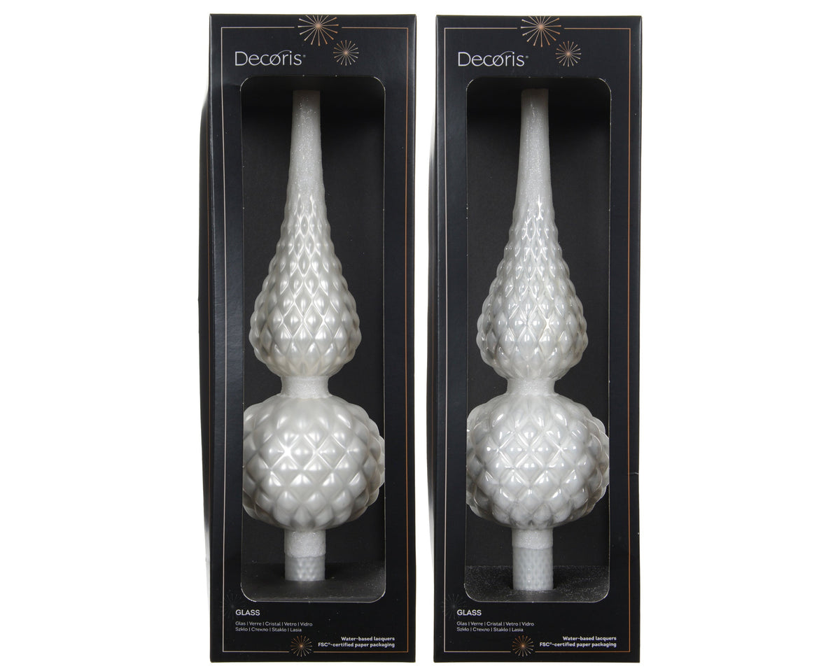 piek glas matt with glitter on top and edge 2ass winterwit d.8.7cm x h.30.5cm