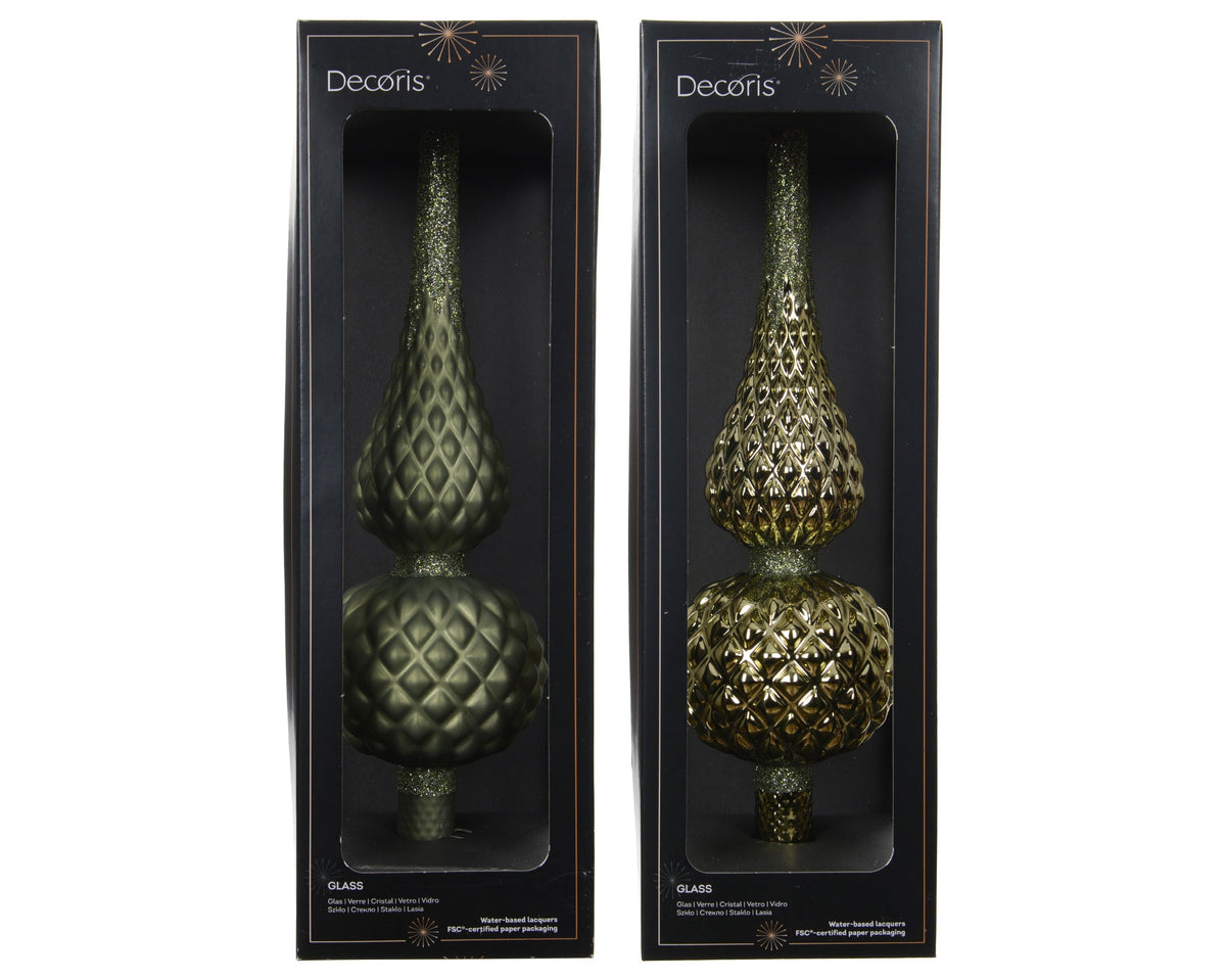 piek glas matt with glitter on top and edge 2ass rosemarijn d.8.7cm x h.30.5cm