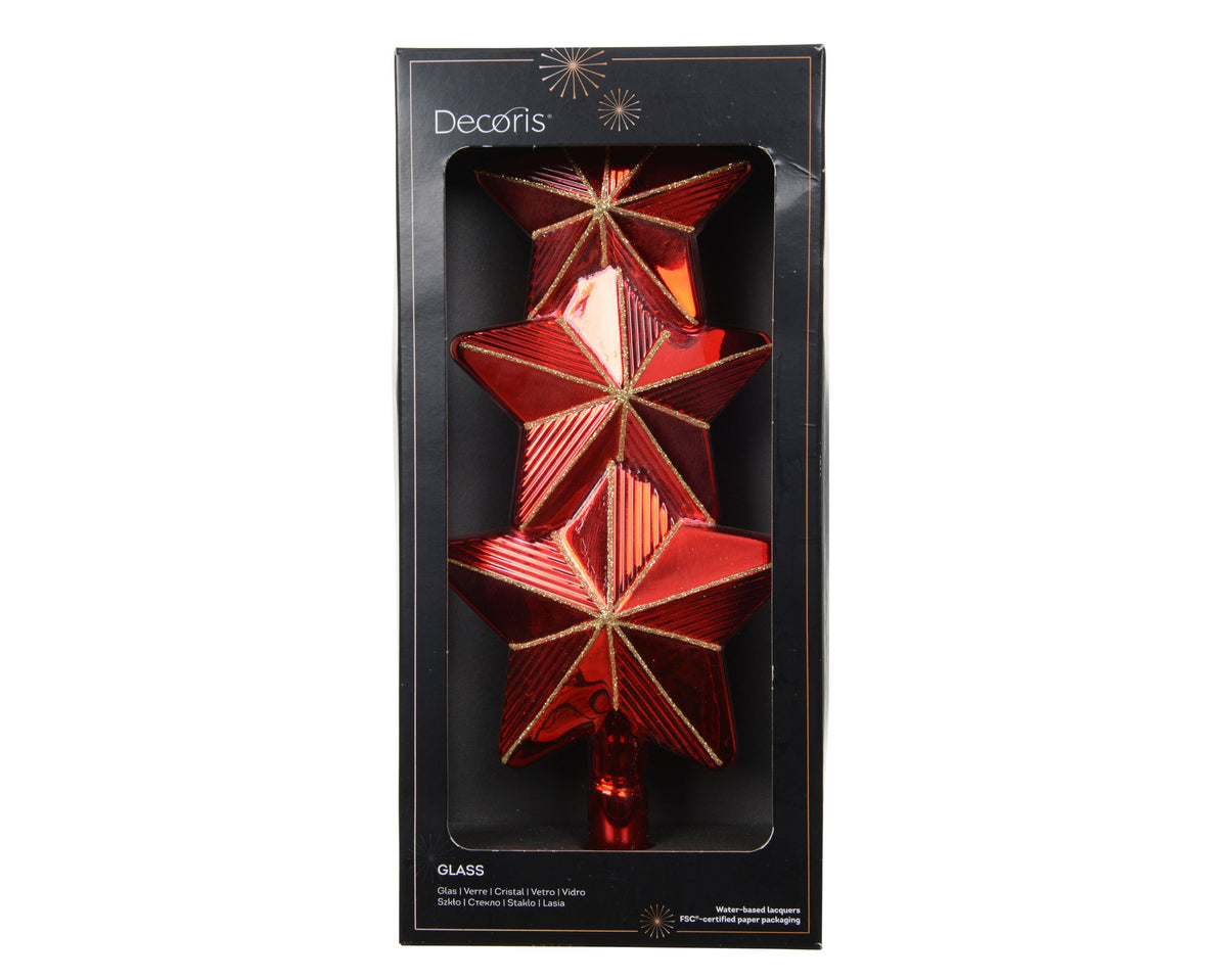 piek glas shiny with gold glitter lines kerstrood l.11cm x w.4.5cm x h.27cm