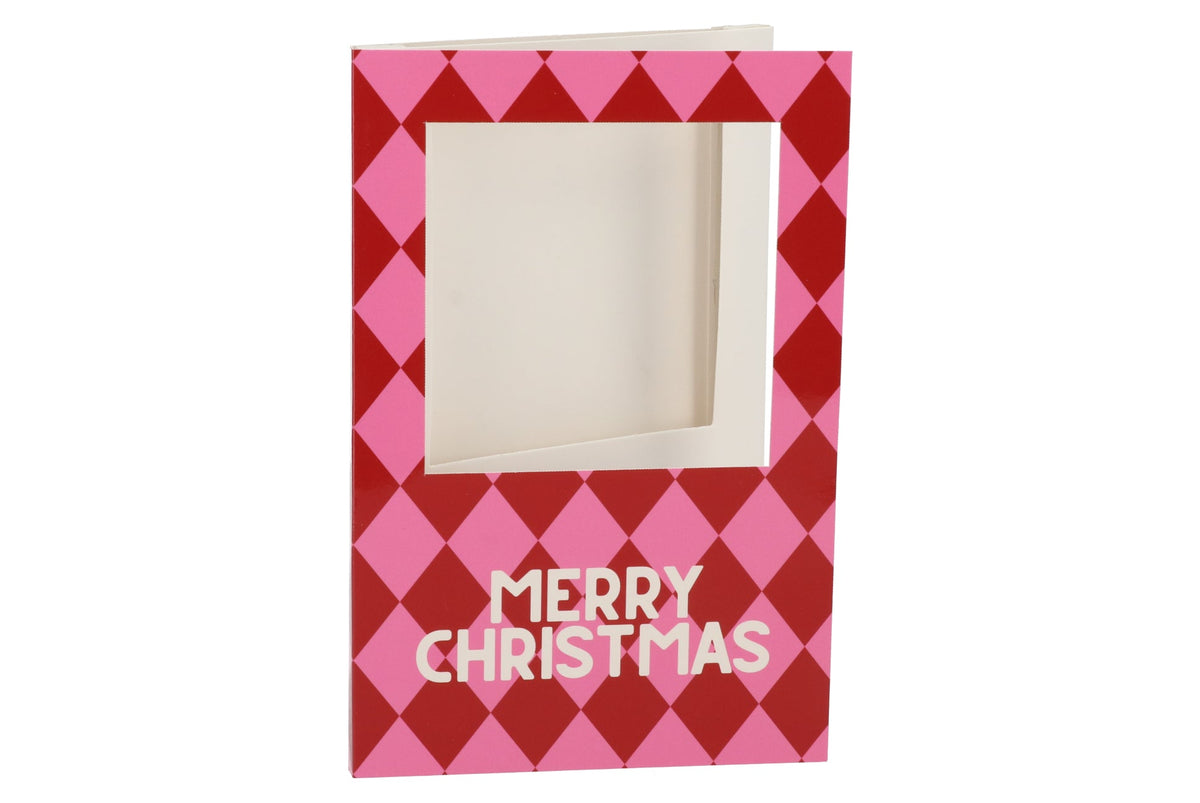 gift tile card merry christmas pink 21x14x1cm