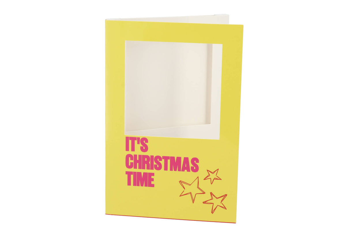 gift tile card its christmas time yellow 21x14x1cm