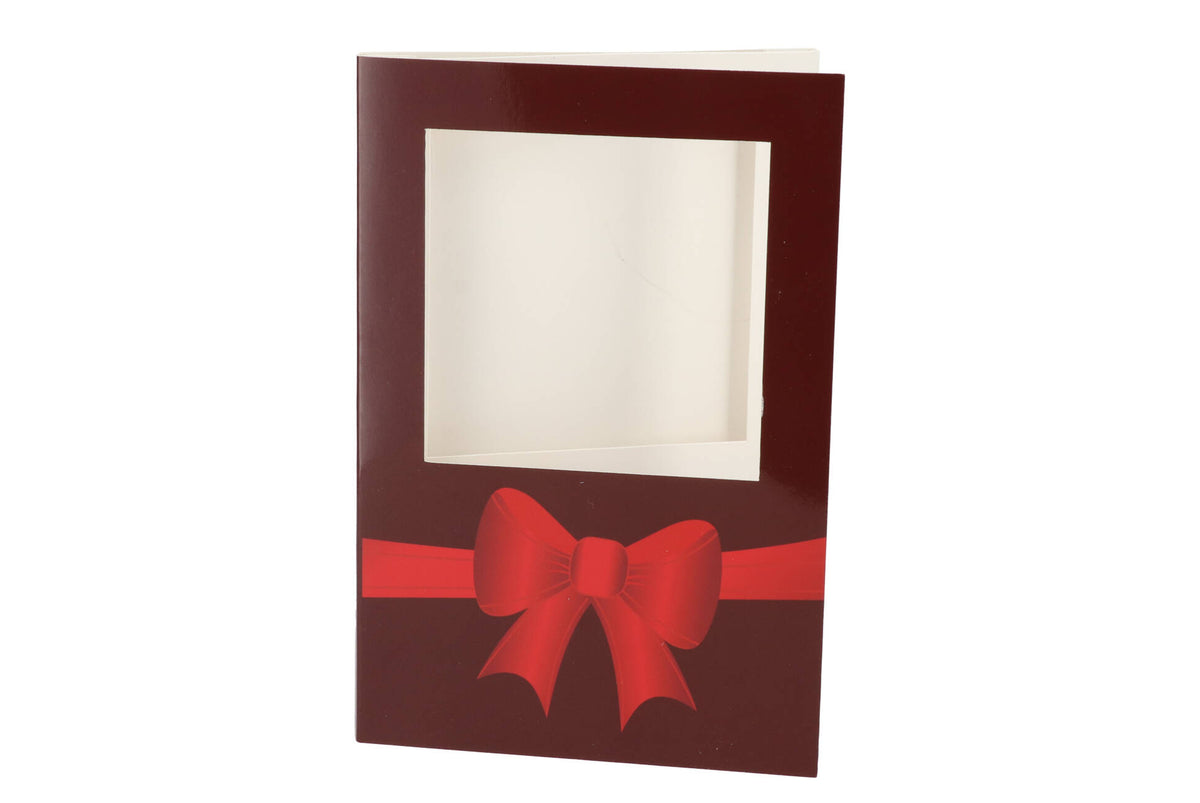 gift tile card big bow burgundy 21x14x1cm
