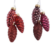 dennenappel glas shiny,matt,glitter mix kerstrood/kleur(en) d.2.5cm x h.6cm