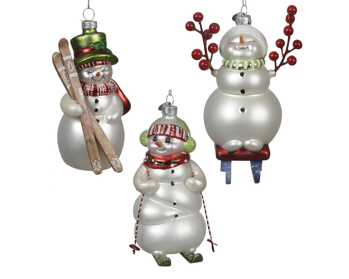 sneeuwpop glas 3ass assortie l.13cm x w.8.8cm x h.13cm