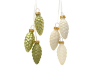 dennenappel glas enamel,matt,glitter mix groen/kleur(en) d.2.5cm x h.6cm