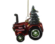 tractor glas sh tree kerstrood/kleur(en) l.8.3cm x w.5.7cm x h.9.7cm