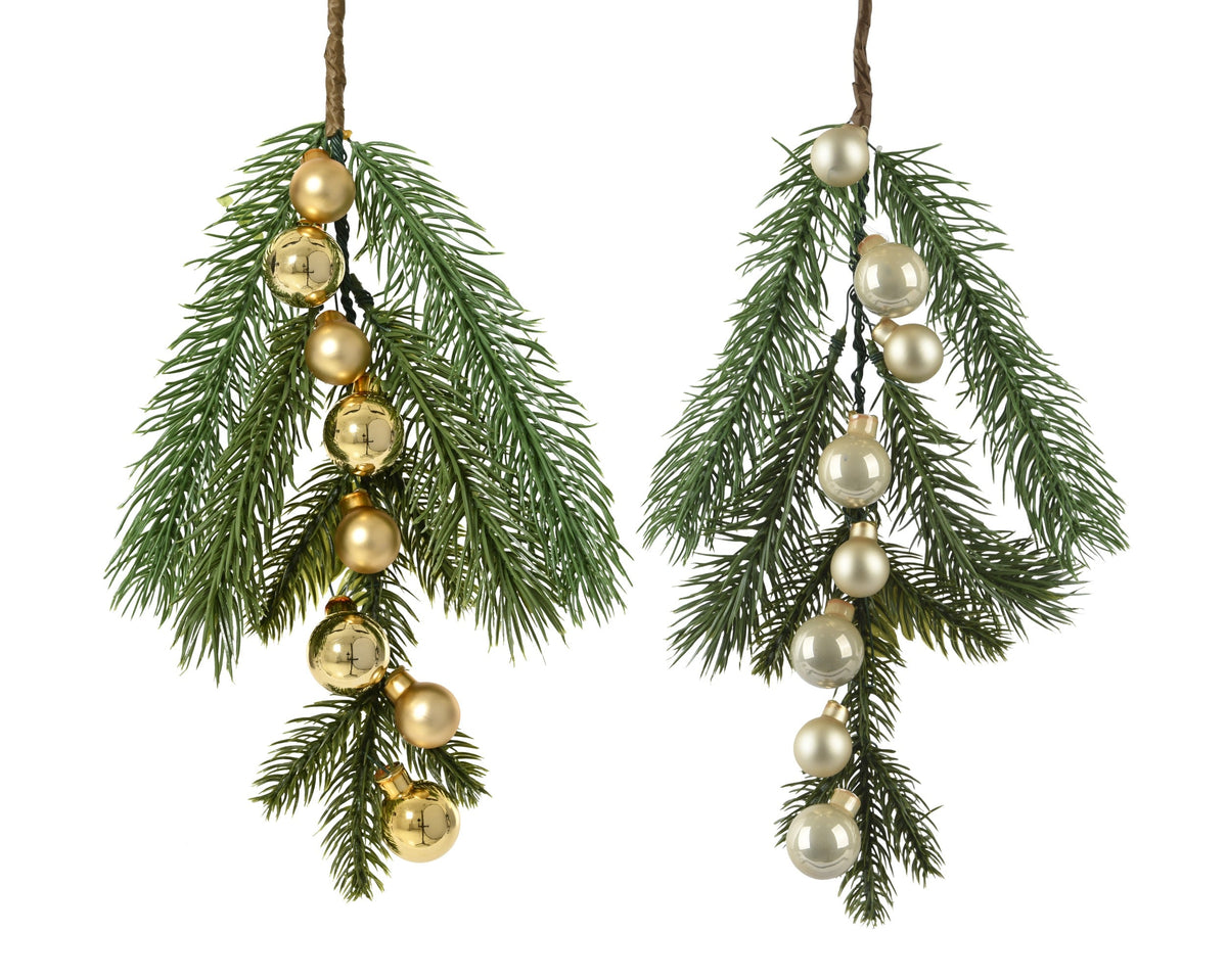 tak pe shiny/enamel - matt w 8 glass baubles on branch 2col ass assortie d.2cm x h.4.5cm