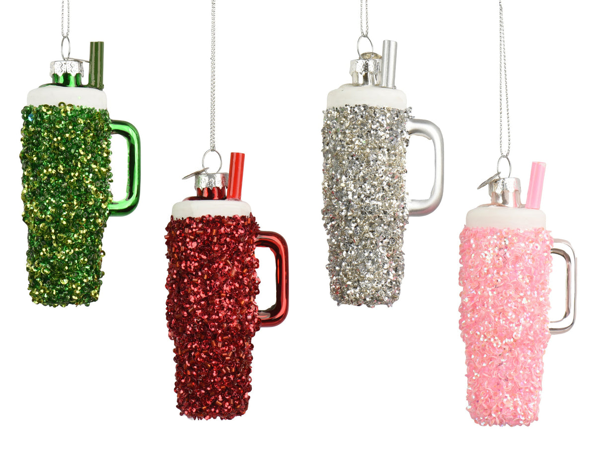 figuur glas shiny with straw 4col ass assortie l.5.1cm x w.3.8cm x h.10cm