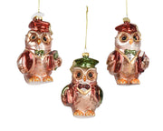 uil glas with glasses 3ass assortie l.8.3cm x w.6cm x h.13cm