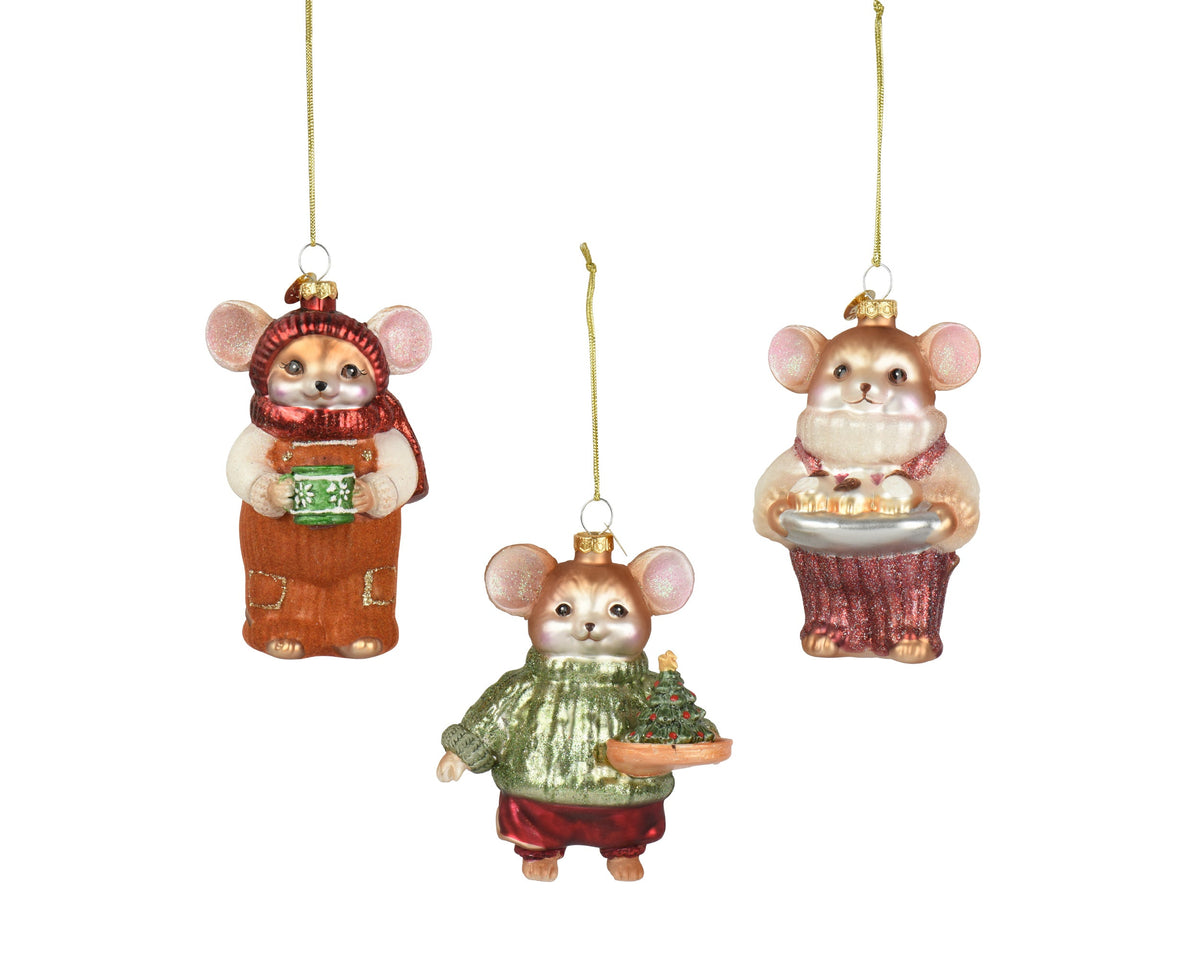muis glas 3ass assortie l.9cm x w.8cm x h.10.4cm