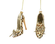 schoen glas with leopard prints, bow 2ass assortie l.3.8cm x w.9.5cm x h.12cm