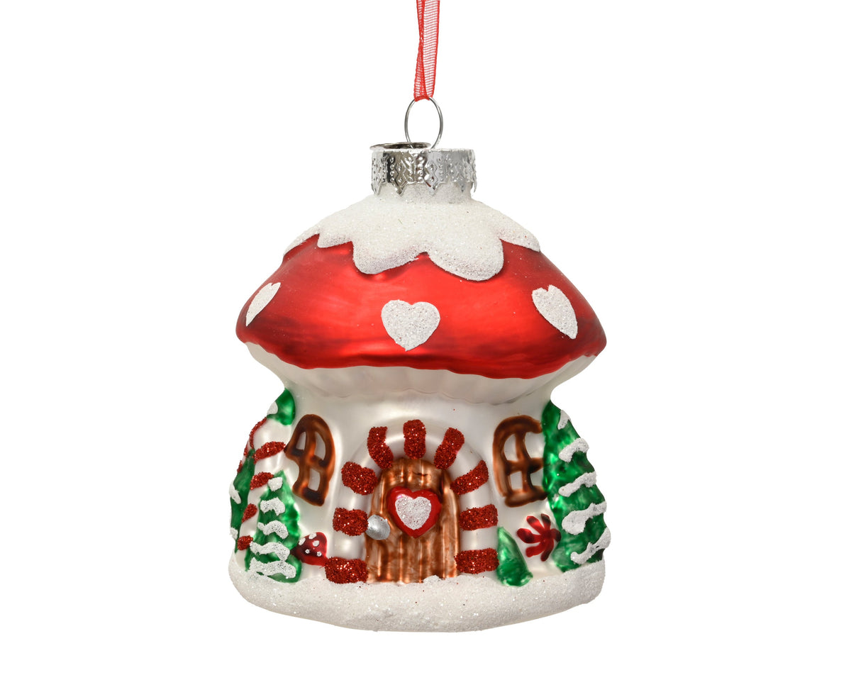 huis glas with roof rood/kleur(en) l.7.5cm x w.7.3cm x h.8.7cm