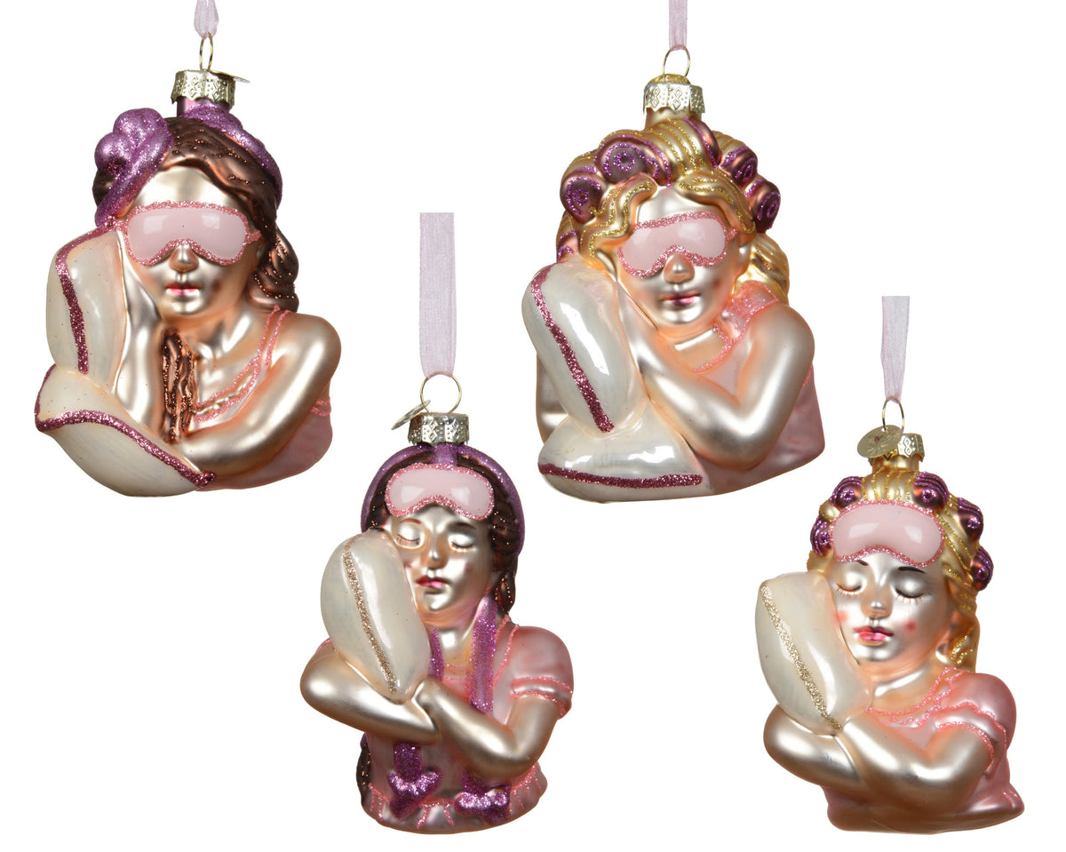 figuur glas with pillow and eyeshade 4ass assortie l.7.7cm x w.6.2cm x h.11cm