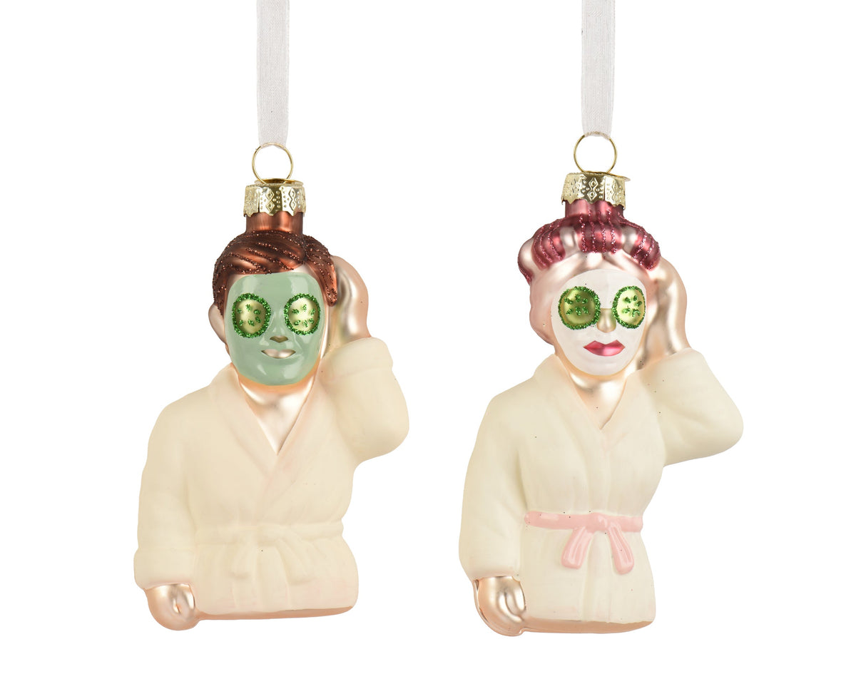 ornament glas with mask 2ass multi l.6.5cm x w.3.8cm x h.12.4cm