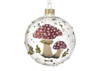kerstbal glas clear mushroom transparant d.8cm