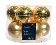 kerstballen glas shiny/mat mix licht goud d.6cm koker a 10 stuks