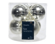 kerstballen glas shiny/mat mix zilver d.8cm koker a 6 stuks