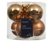 kerstballen glas shiny/mat mix brandy d.8cm koker a 6 stuks