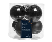 kerstballen glas shiny/mat mix zwart d.8cm koker a 6 stuks