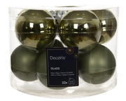 kerstballen glas shiny/mat mix rosemarijn d.6cm koker a 10 stuks