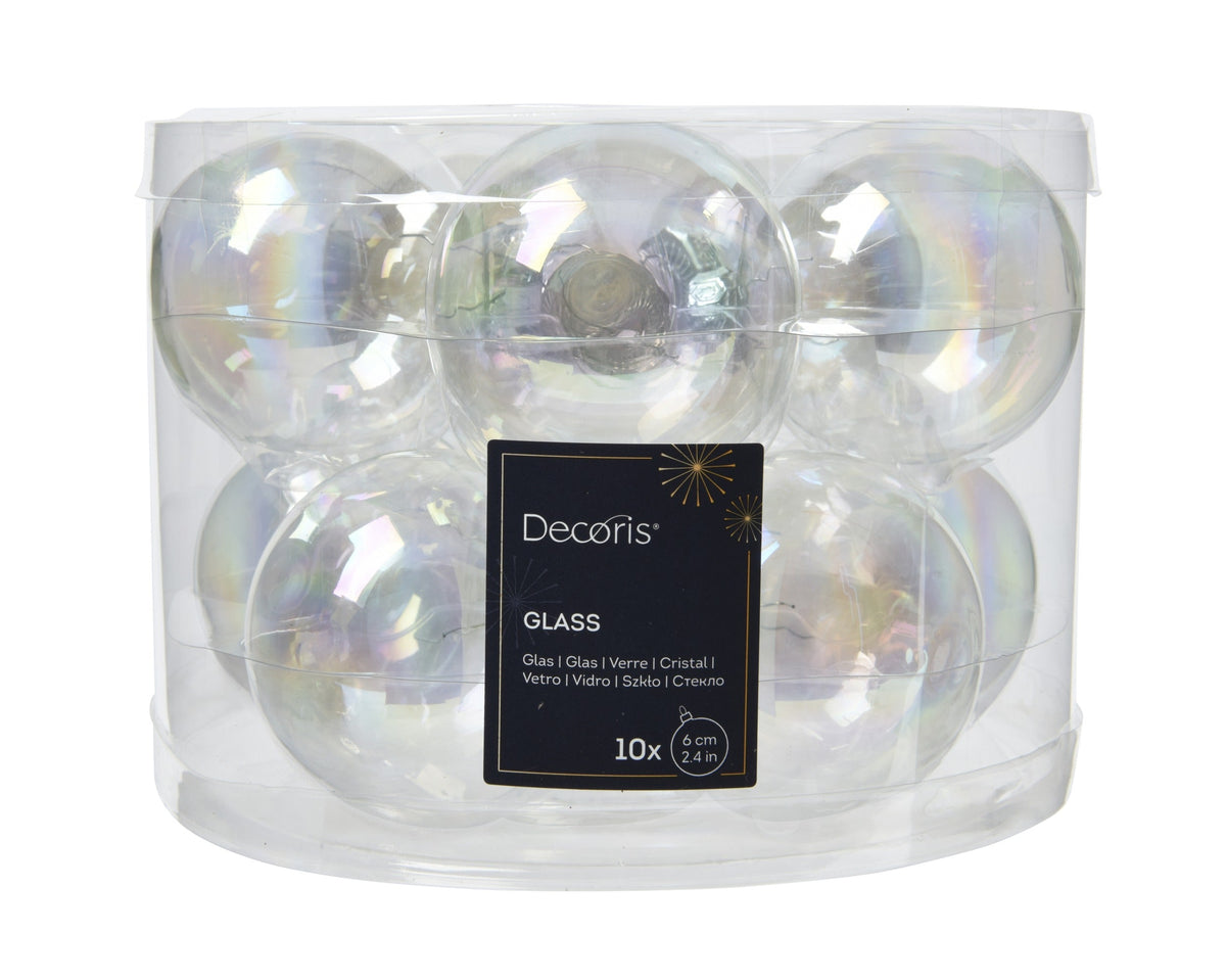 kerstbal glas shiny transparant/iris d.6cm