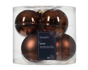 kerstballen glas shiny/mat mix espresso d.8cm koker a 6 stuks